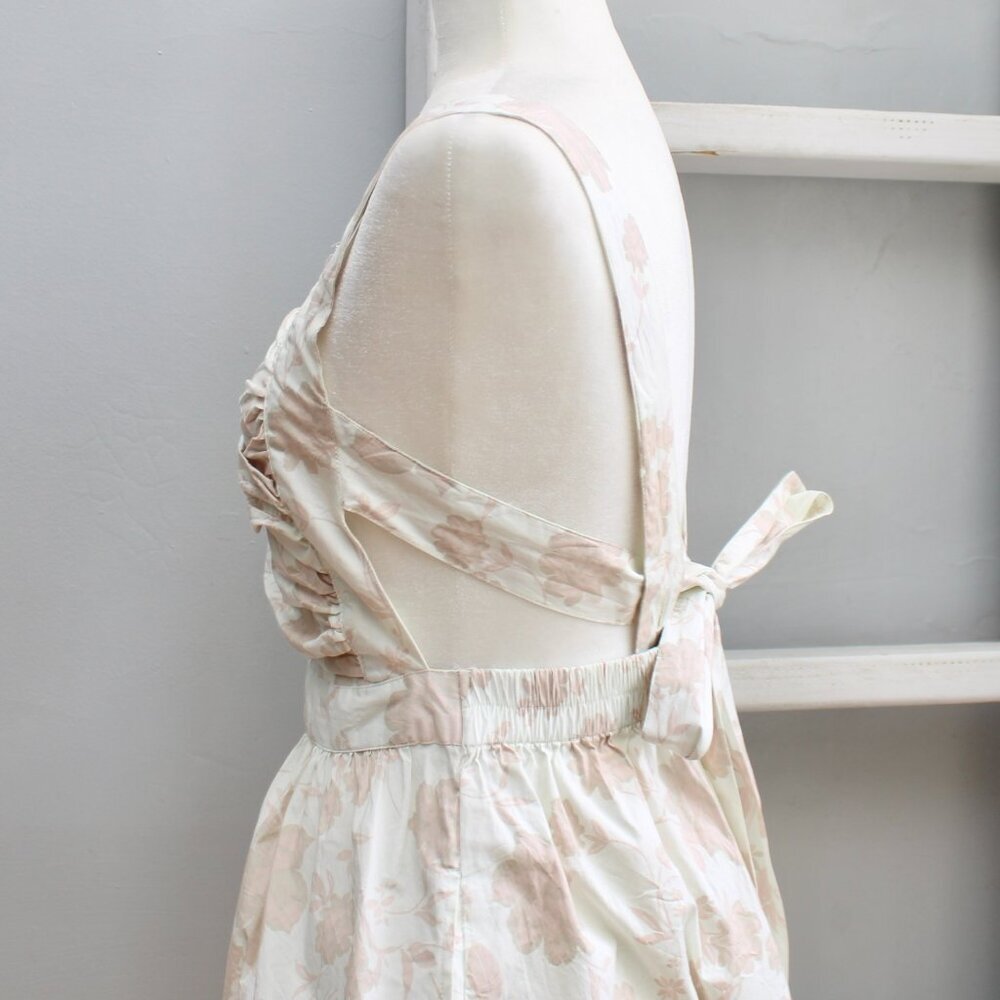 Free People White Pink Floral Meat Me In Maui Printed Mini Dress Size Small NWT - Picture 8 of 9